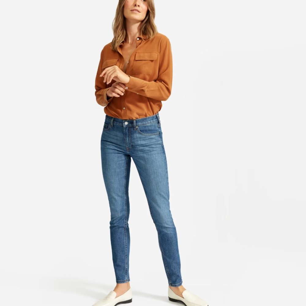 Everlane The Mid-Rise Skinny Jeans Women's Size 24 Medium Blue Stretch Denim